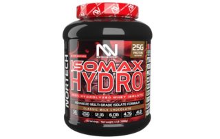 4 LB Black Jar of ISOMAX HYDRO Whey Protein with vibrant Nortech Nutrition label and bold typography.